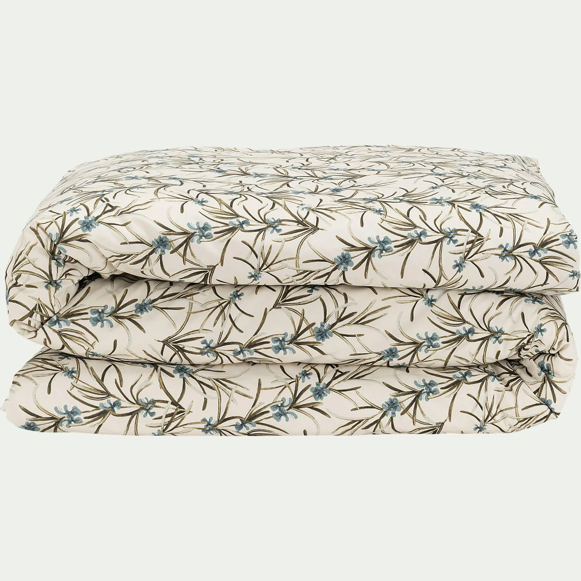 Housse de couette à motif végétal en percale de coton 240x220cm - blanc