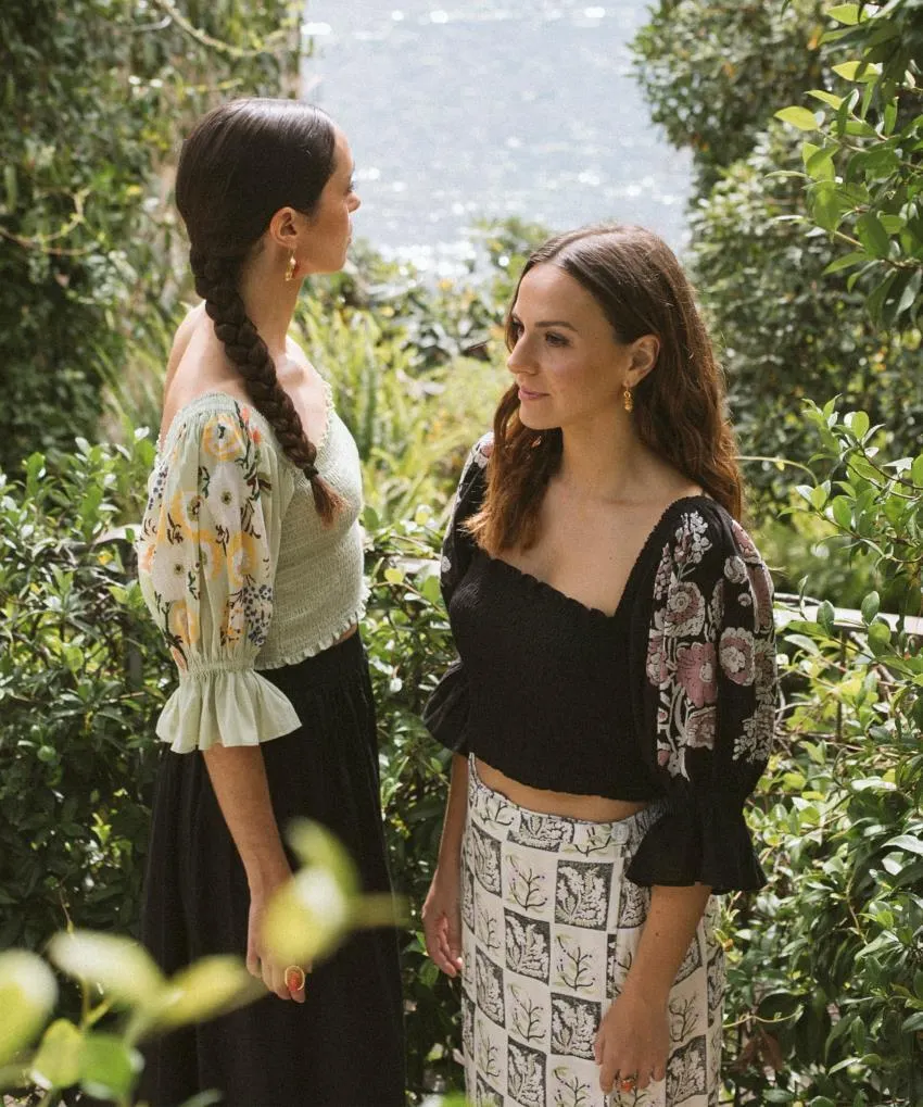 Top court Priyanka en coton smocké Bouquet