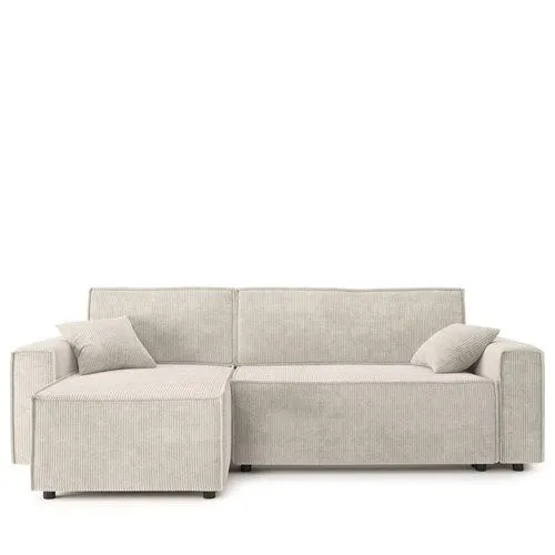 Canapé d'angle réversible convertible en velours côtelé avec coffre L251cm - CLÉMENCE