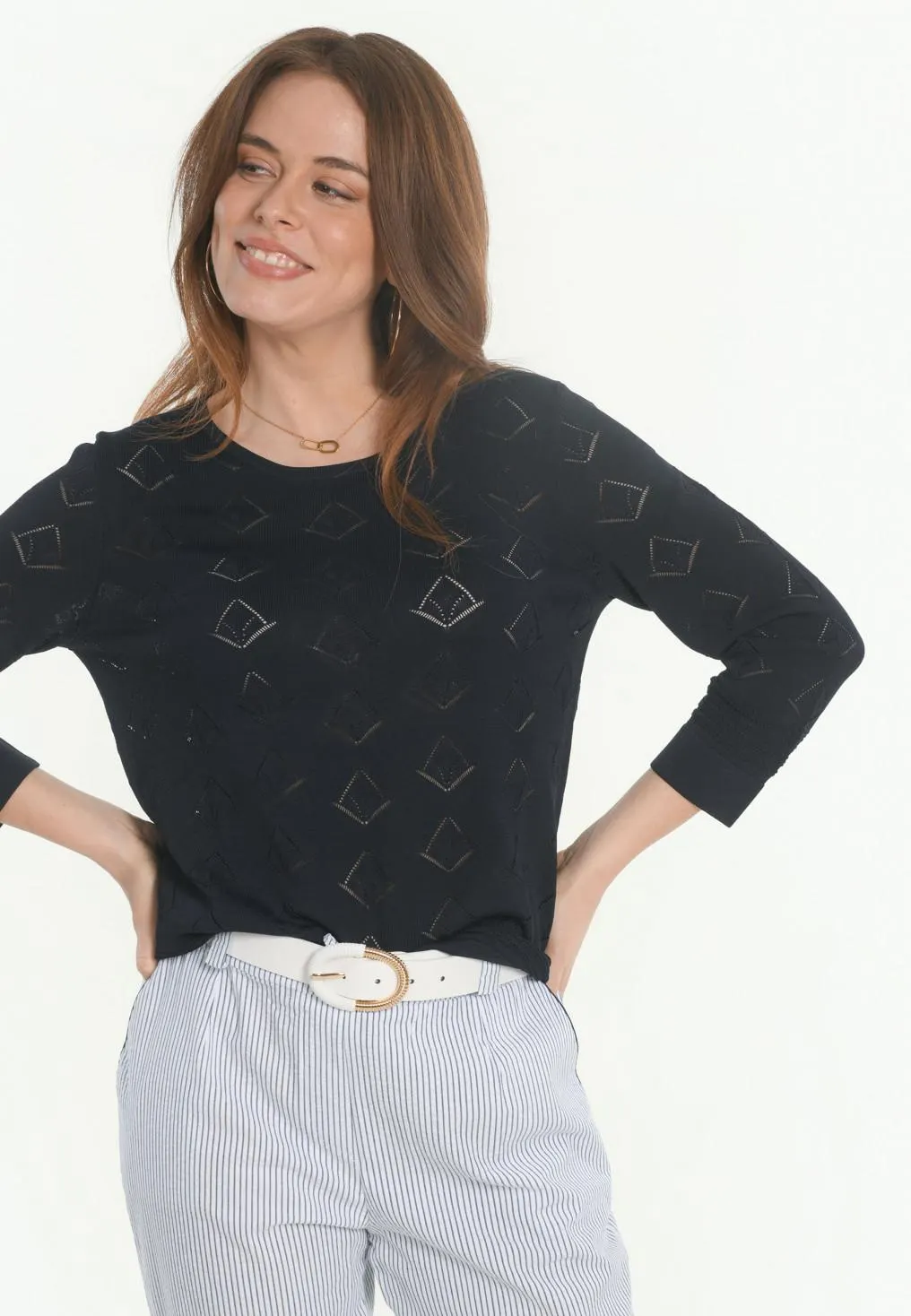 DEAUVILLE - PULL MANCHES 3/4 - MARINE