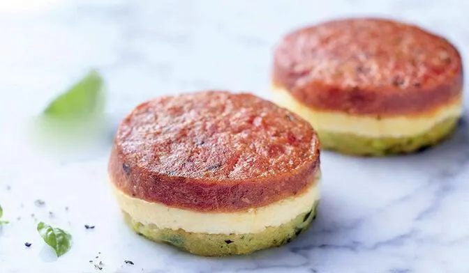 2 fondants tomate-fromage de chèvre-courgette