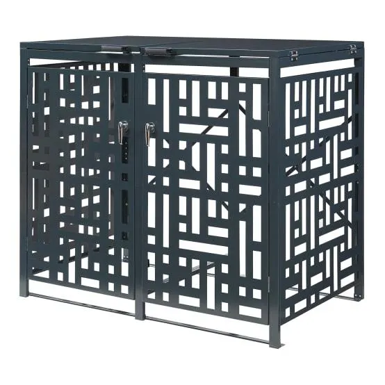 Cache-poubelle Bernalda pour 2 poubelles de 240 L acier galvanisé anthracite casa.pro