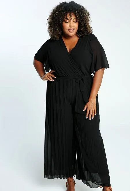 Combinaison unie plissée en voile