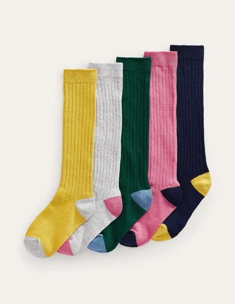 5 paires de chaussettes côtelées montantes
