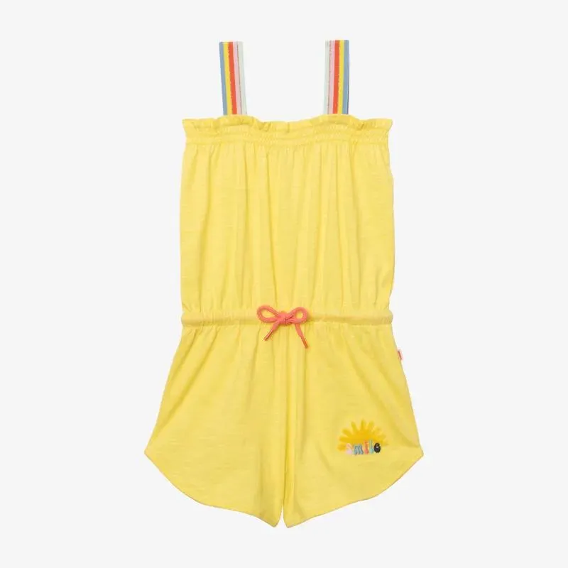 Combi short fille bretelles rayées jaune Catimini