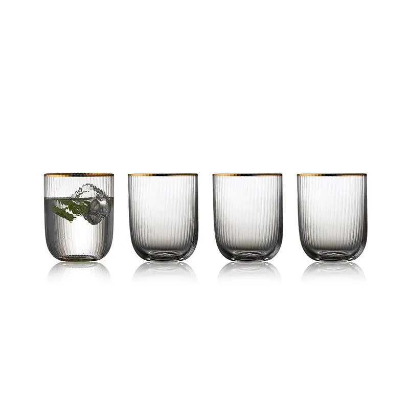 Boite de 4 verres à eau en verre de 35cl Palermo Gold Lyngby