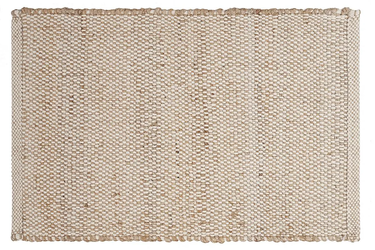 Tapis rectangulaire beige en jute et coton tissés L140 x L200 EFFIA