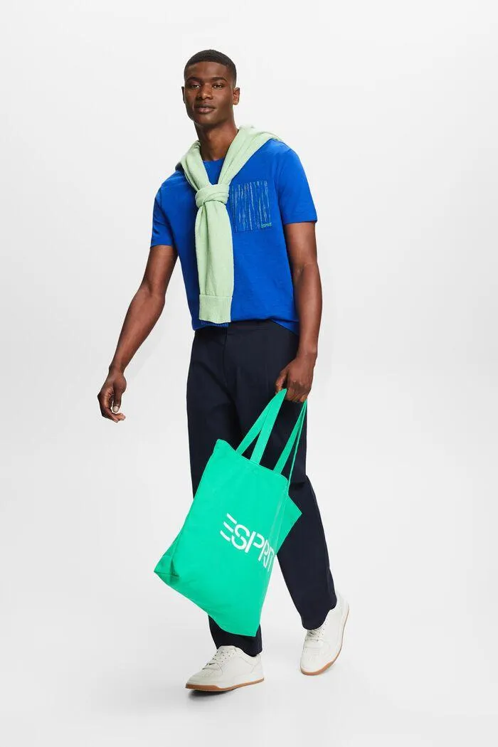 T-shirt en coton flammé à poche avec logo