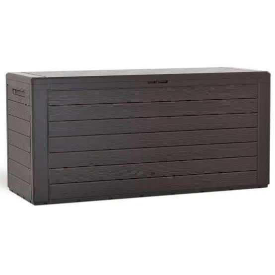 Coffre de Rangement Exterieur 280L en PP 116x44x55CM Style Bois Marron