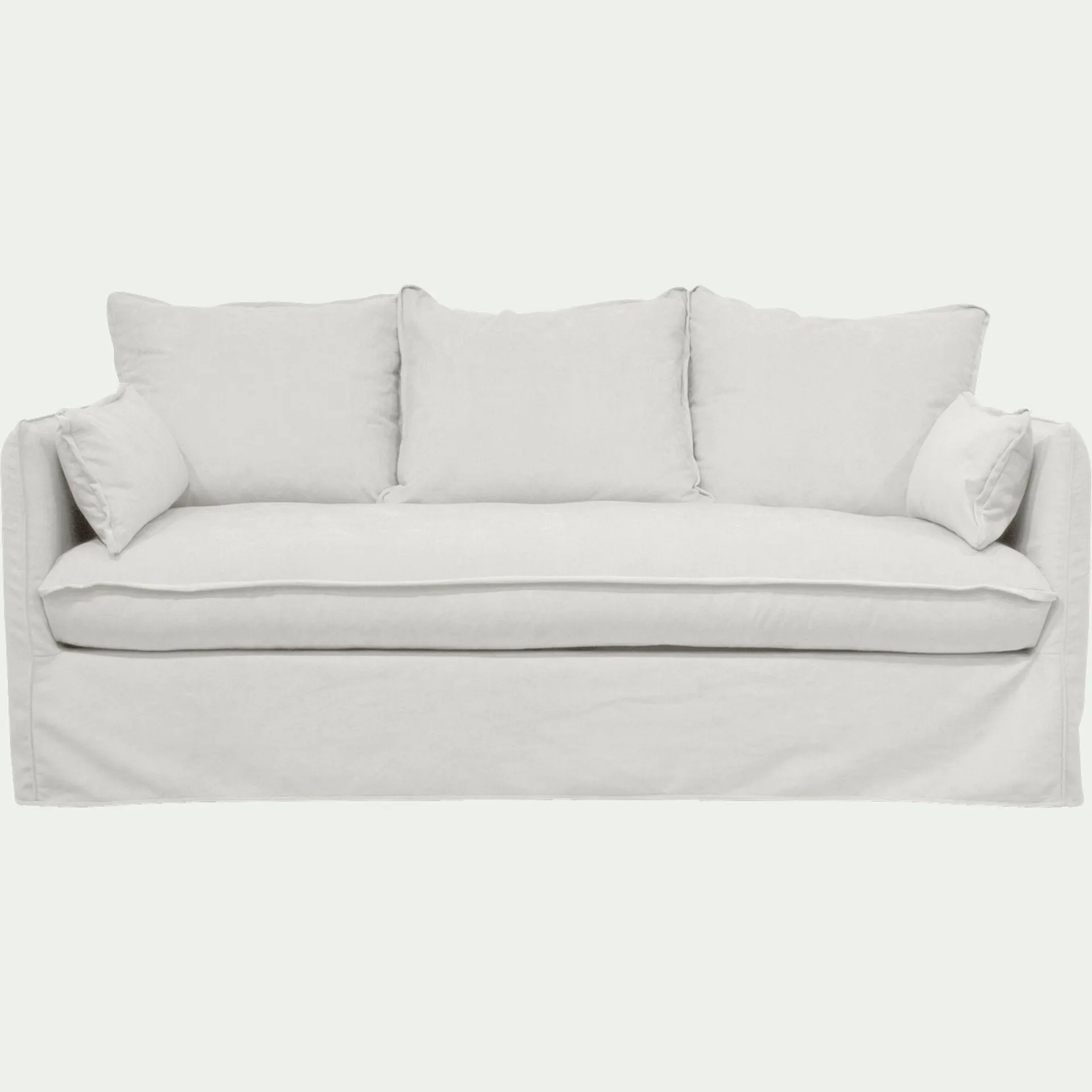 Canapé 3 places convertible en tissu wind - blanc écru