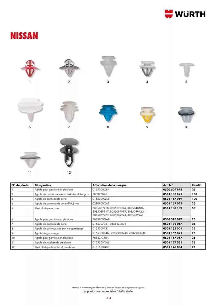 Agrafes de carrosserie du 21 janvier au 31 décembre 2025 - Catalogue page 44