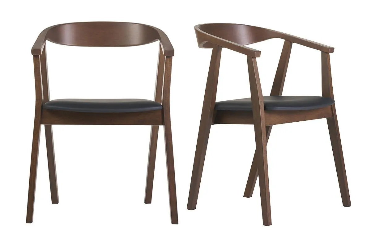 Chaises scandinaves design noir et bois foncé (lot de 2) BAHIA