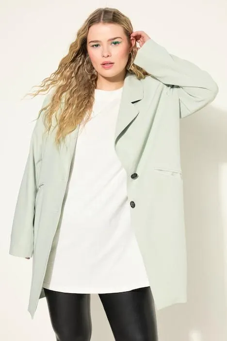 Long blazer oversized coupe Loose Shape, tissu finement texturé