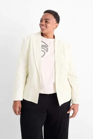 Blazer - relaxed fit - linen blend - pinstripes