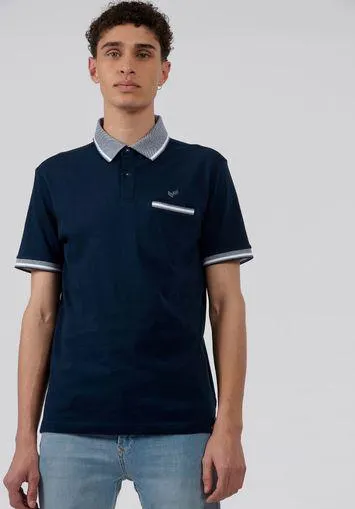 Polo bleu Homme en 100% coton