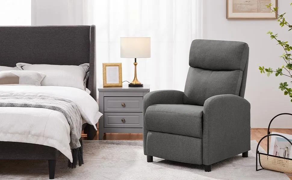 YAHEETECH Fauteuil De Relaxation Chaise De Détente Siège De Canapé Fauteuil Relax/chambre à Coucher Gris/tissu