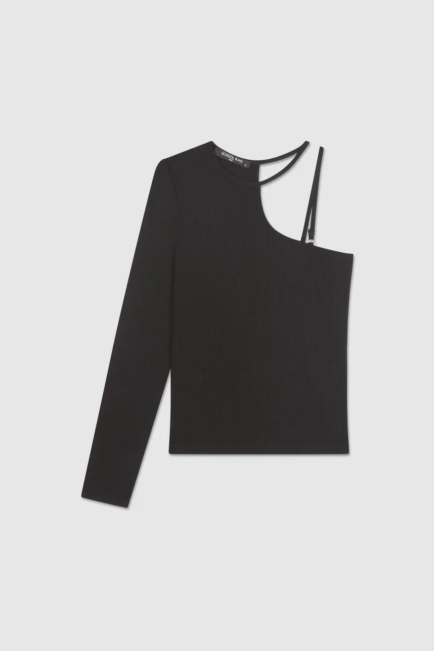 Top asymétrique en maille côtelée TANY