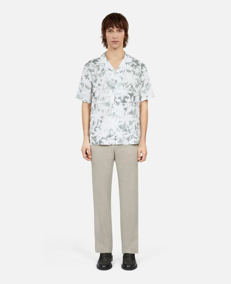 Chemise manches courtes avec palmiers vert