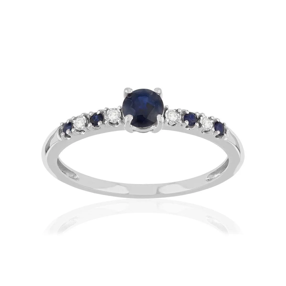 Bague or 375 blanc saphirs