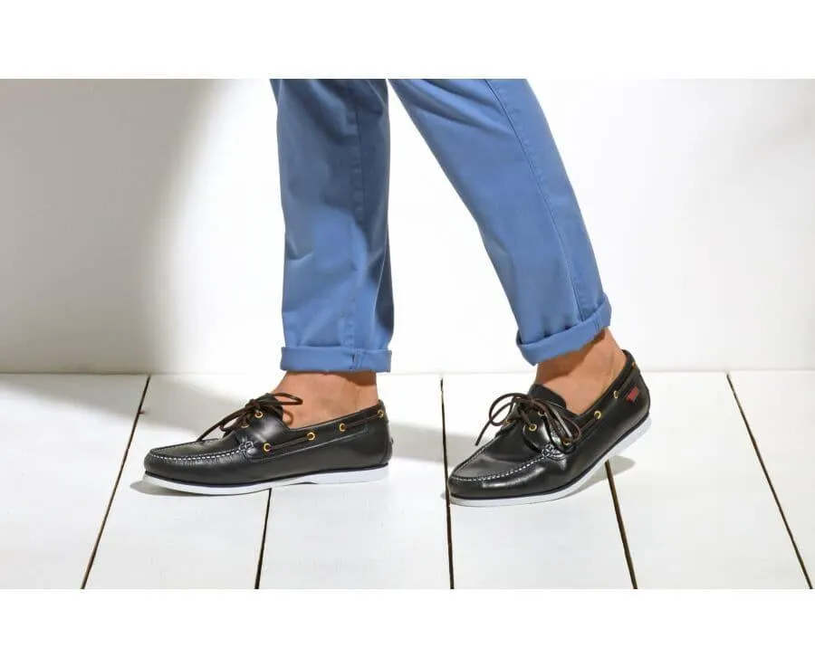 Chaussures bateau homme cuir Bleu Marine - TRAWLER