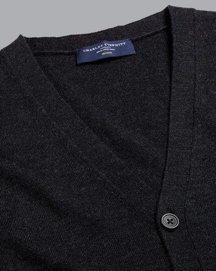 Merino Cardigan - Charcoal Grey