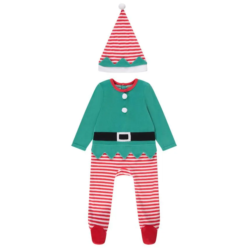 Ensemble ludique lutin de Noël dors-bien + bonnet pour bébé