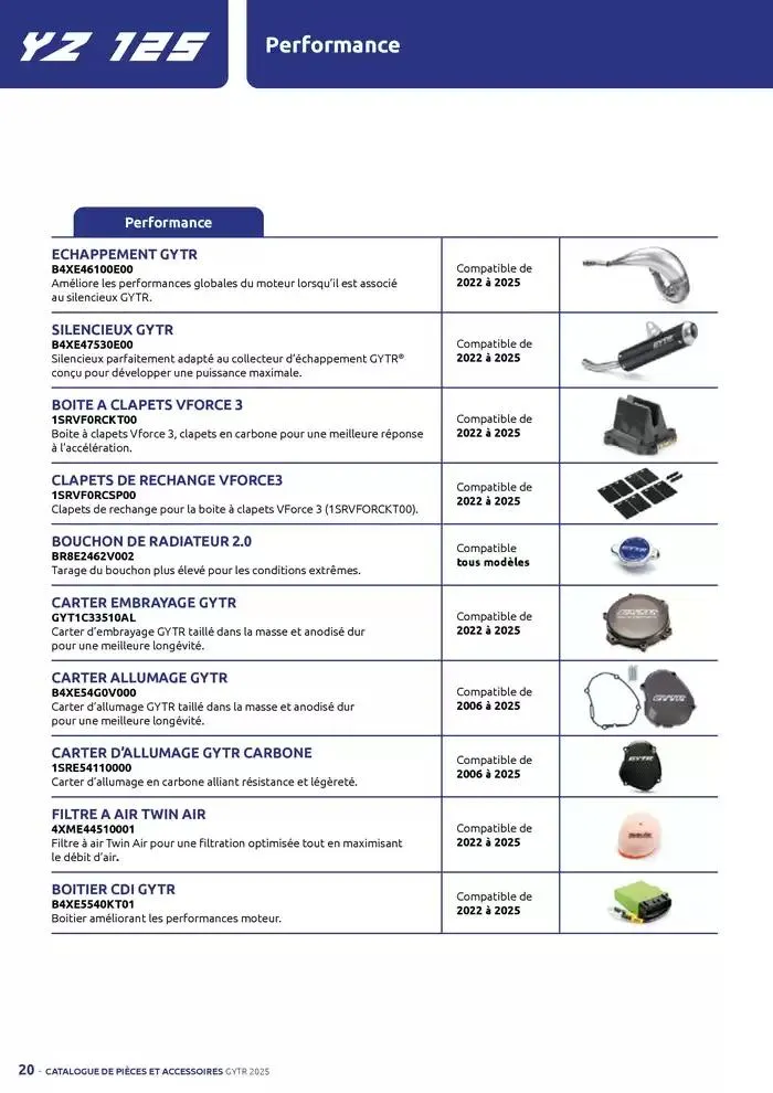 Catalogue Yamaha Motos - Accessoires GYTR Off Road du 23 septembre au 30 avril 2025 - Catalogue page 20