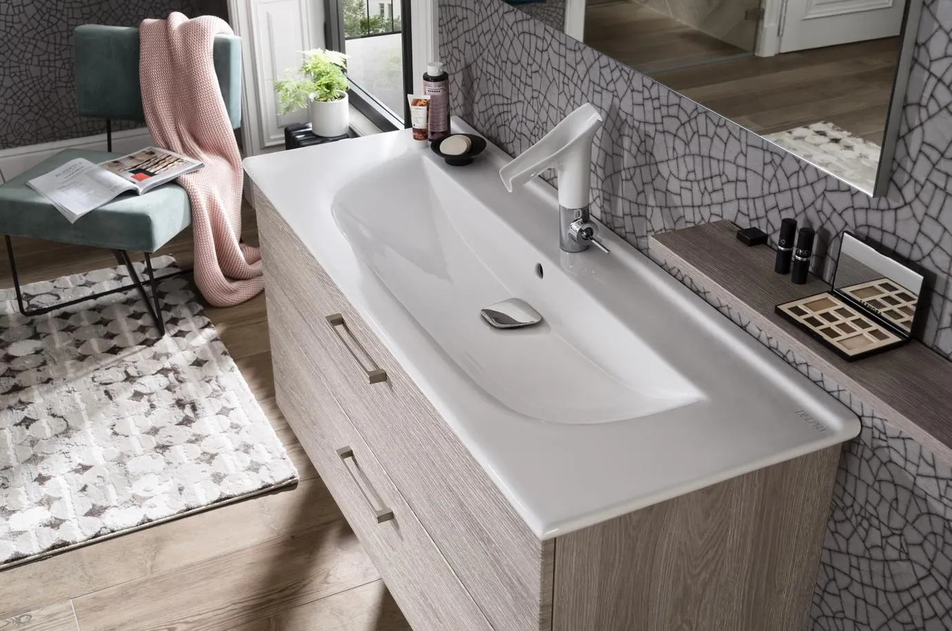 Plan de vasque GRAPHIC - Blanc - 94 x 50 cm - Delpha