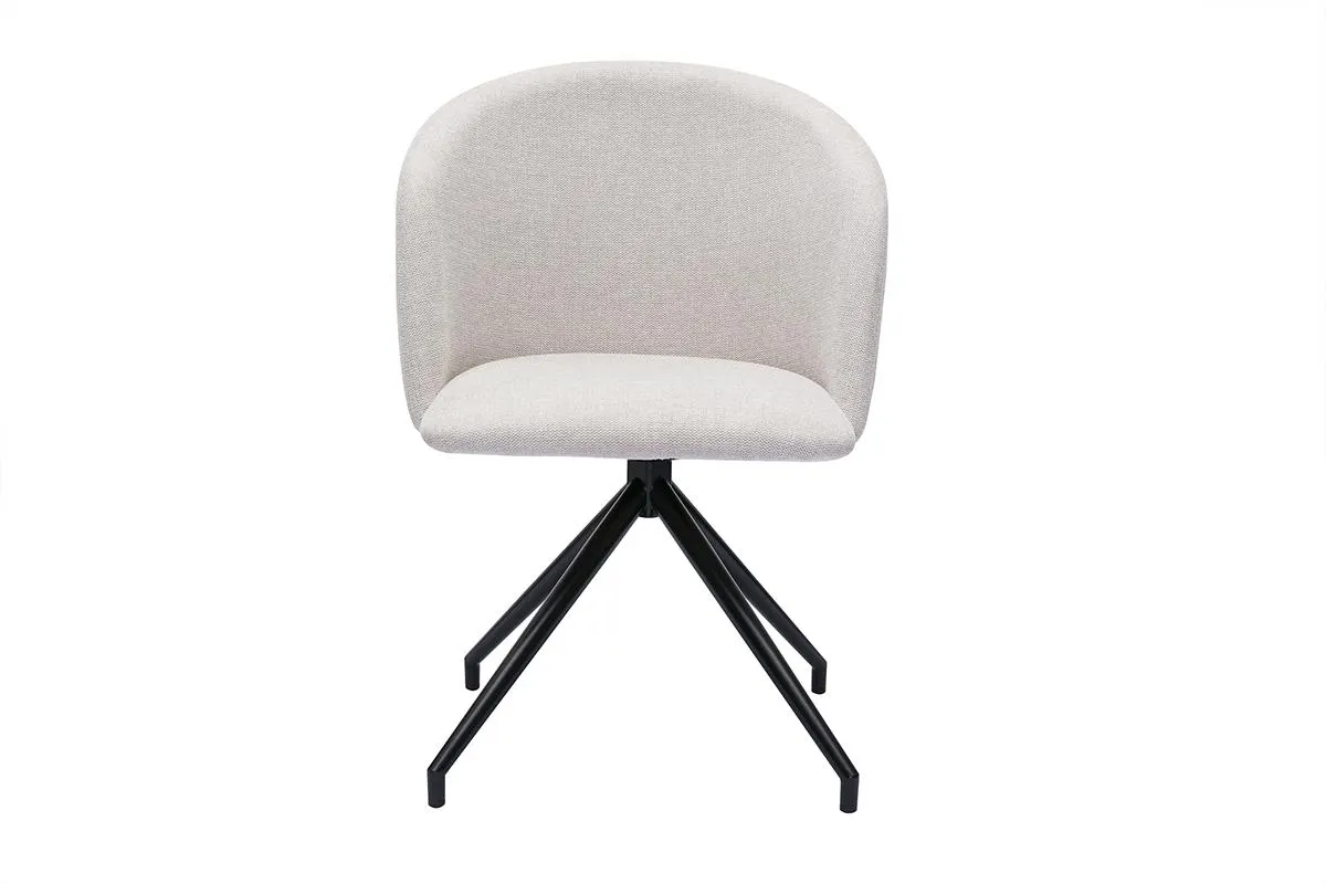Chaise design pivotante 360° en tissu effet velours texturé beige et métal noir VANITY