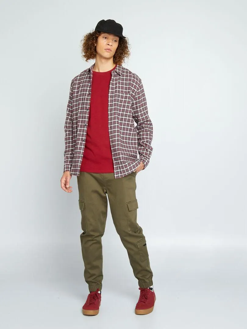 Chemise en flanelle à carreaux - Bordeaux