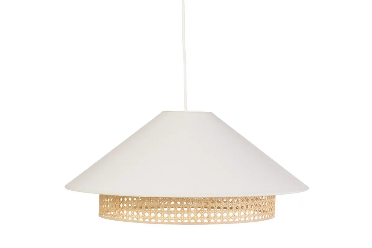 Suspension en coton écru et cannage rotin naturel D50 cm HAIKO