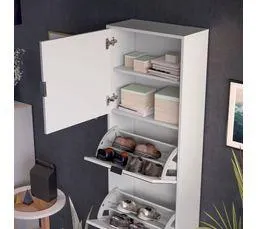 Meuble à chaussures avec miroir VEGAS blanc