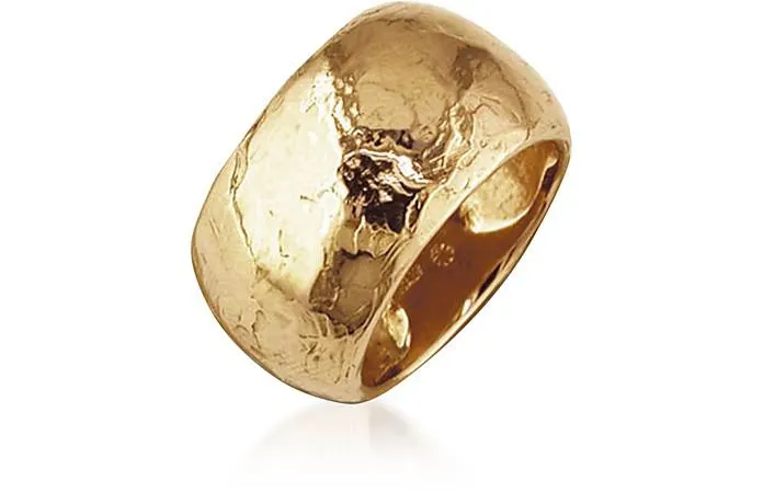 Flamed Yellow Gold Maxi Ring