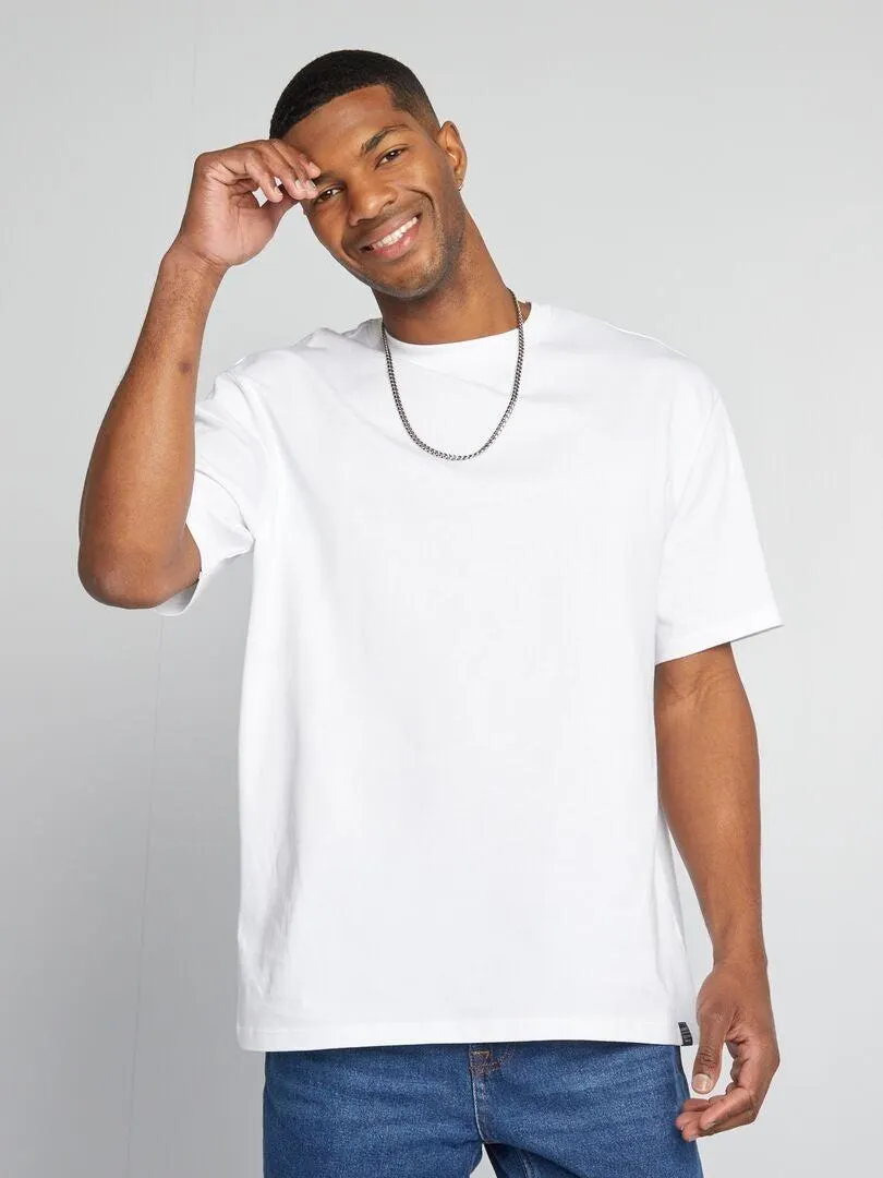 Camiseta de algodón lisa - blanco