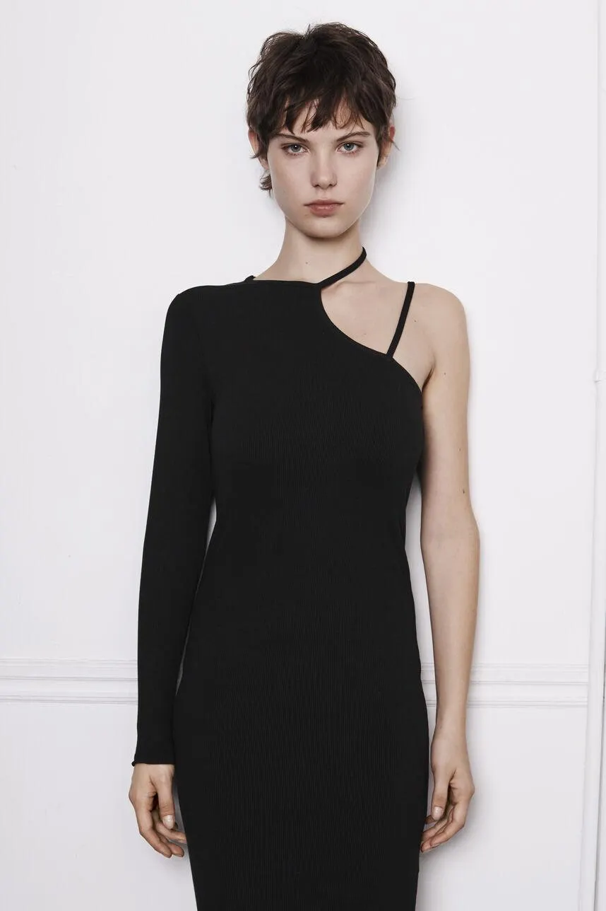 Robe fourreau asymétrique TANY