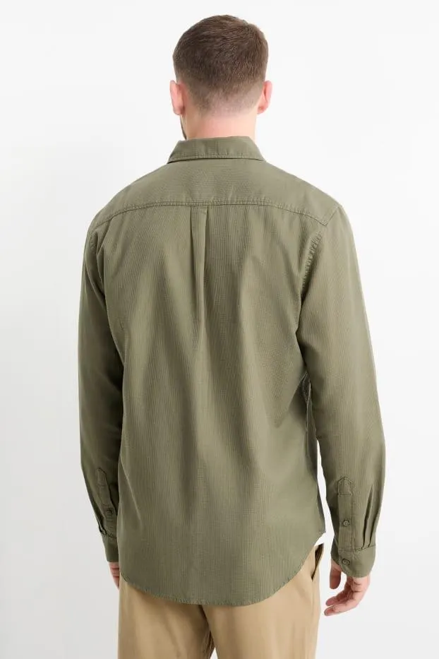 Shirt - regular fit - kent collar - textured