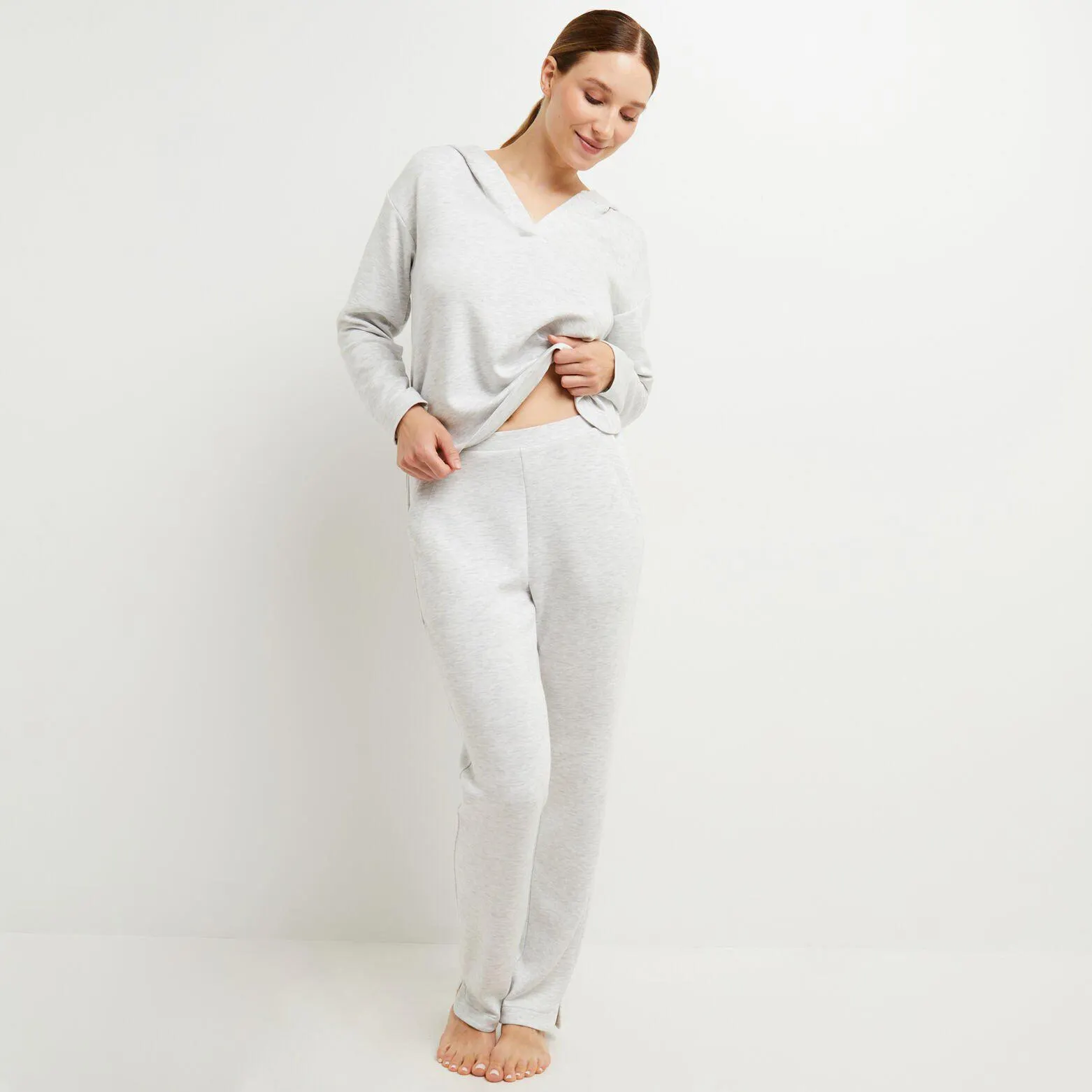 PANTALON MAILLE GRIS CLAIR