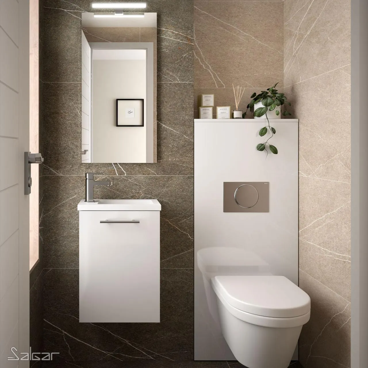 MEUBLE + VASQUE MIROIR MICRO 400 BLANC 22518 SALGAR