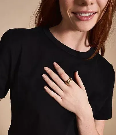 Bague chaîne Harlow Linear Texture en acier inoxydable, doré