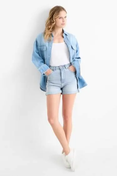Denim shorts - high waist - LYCRA®