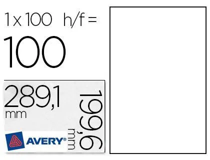 Étiquette adhésive avery laser opaque très blanche 199.6x289.1mm boîte 100 unités