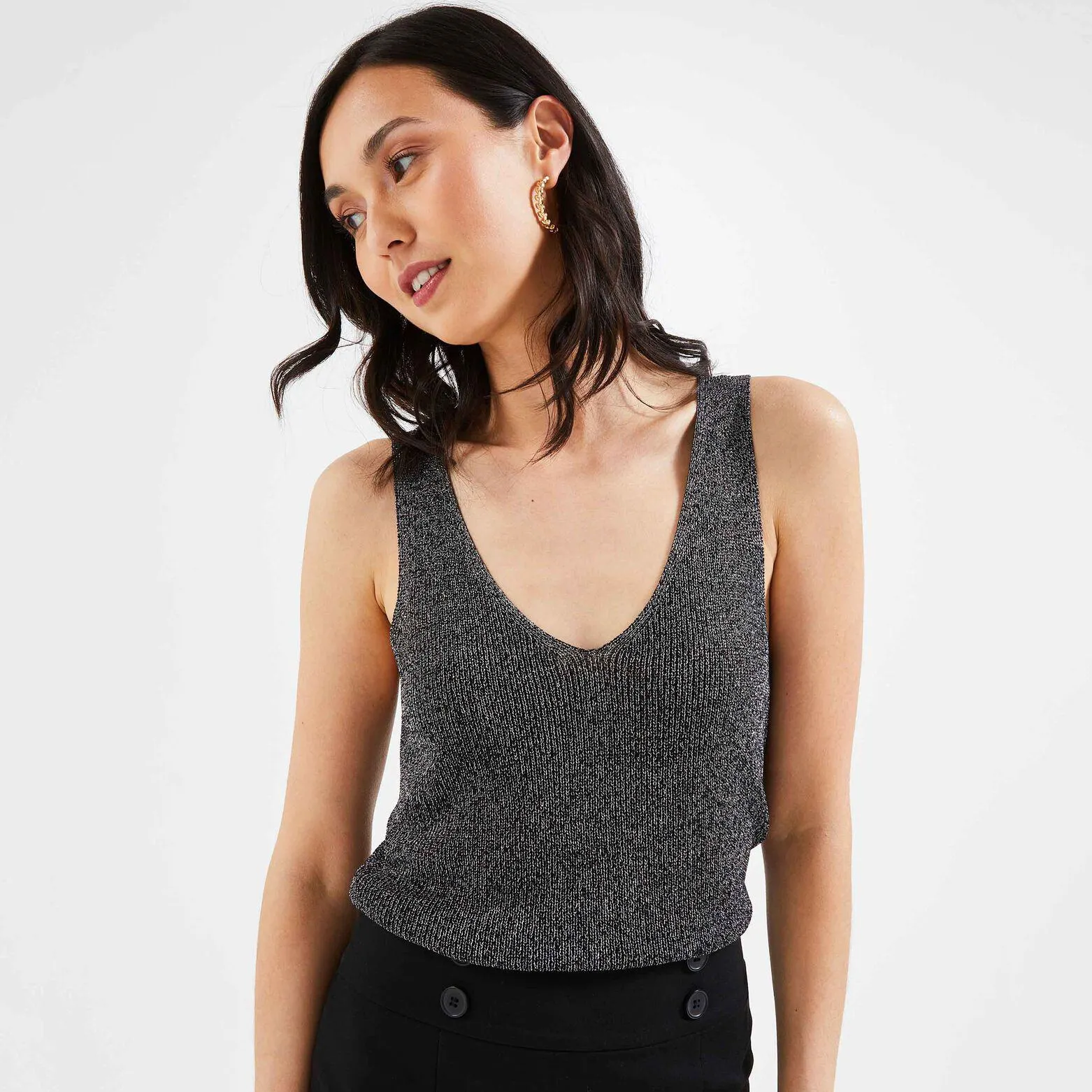 Débardeur scintillant maille cotelée