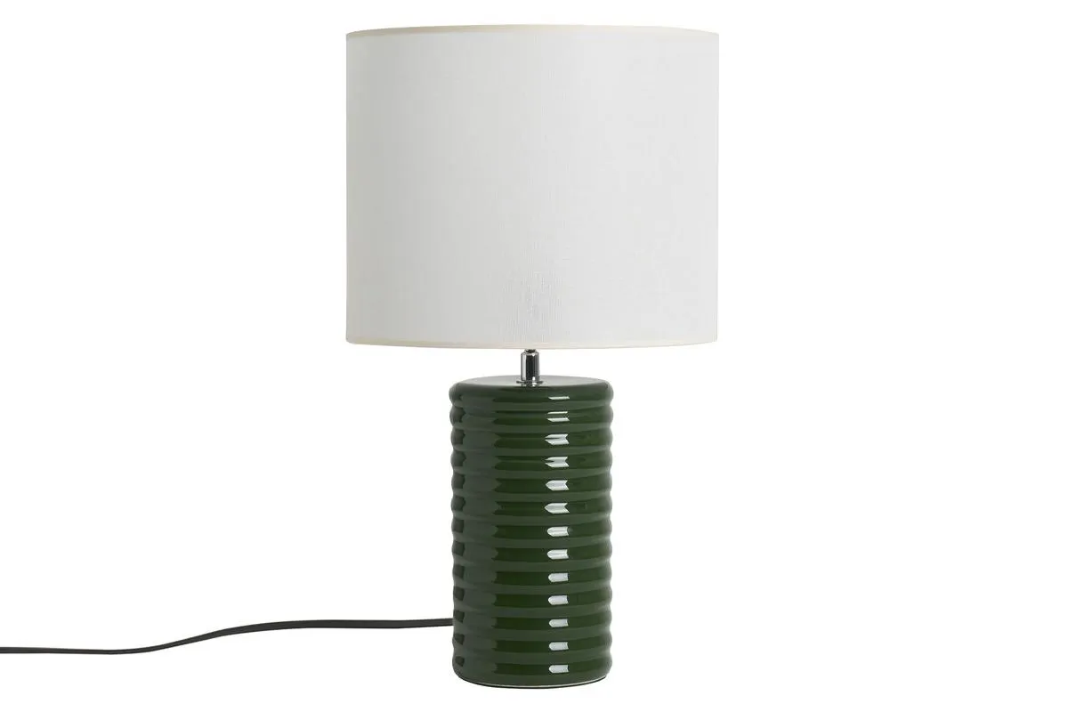 Lampe à poser en céramique émaillée vert foncé et abat-jour écru H53 cm BERRO