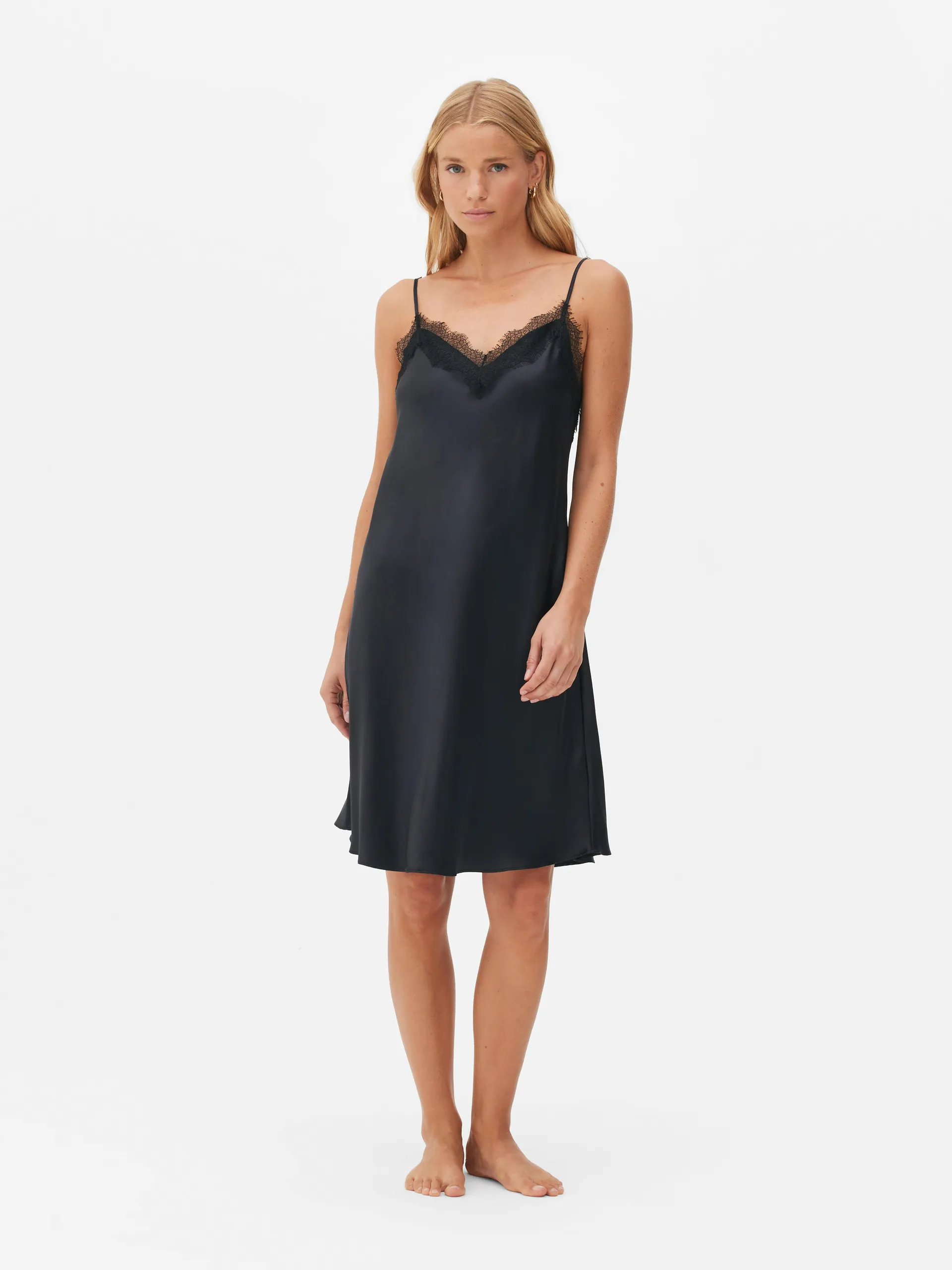 Camisa noite cetim rebordo renda