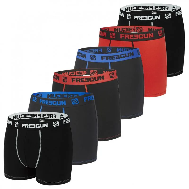 Lot de 6 Boxers Freegun garçon coton Noir