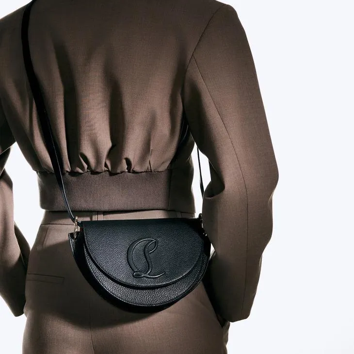 Sac bandoulière - Cuir de veau grainé - Noir