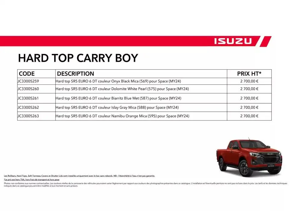 ISUZU SPACE N60B Accessoires du 15 octobre au 15 octobre 2025 - Catalogue page 19