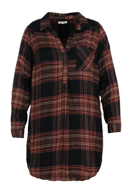 Tunique longue à carreaux plissée