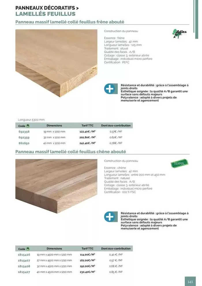 BOIS PANNEAUX 2025 2026 du 30 avril au 31 décembre 2026 - Catalogue page 141
