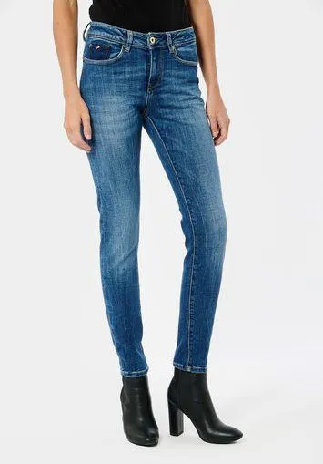 Jean slim bleu femme